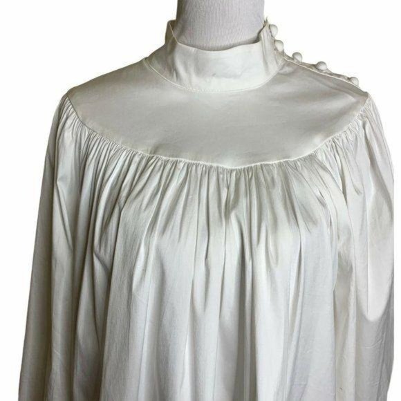 Ann Taylor Balloon Sleeve Mock Neck Peasant Blouse - Picture 2 of 10